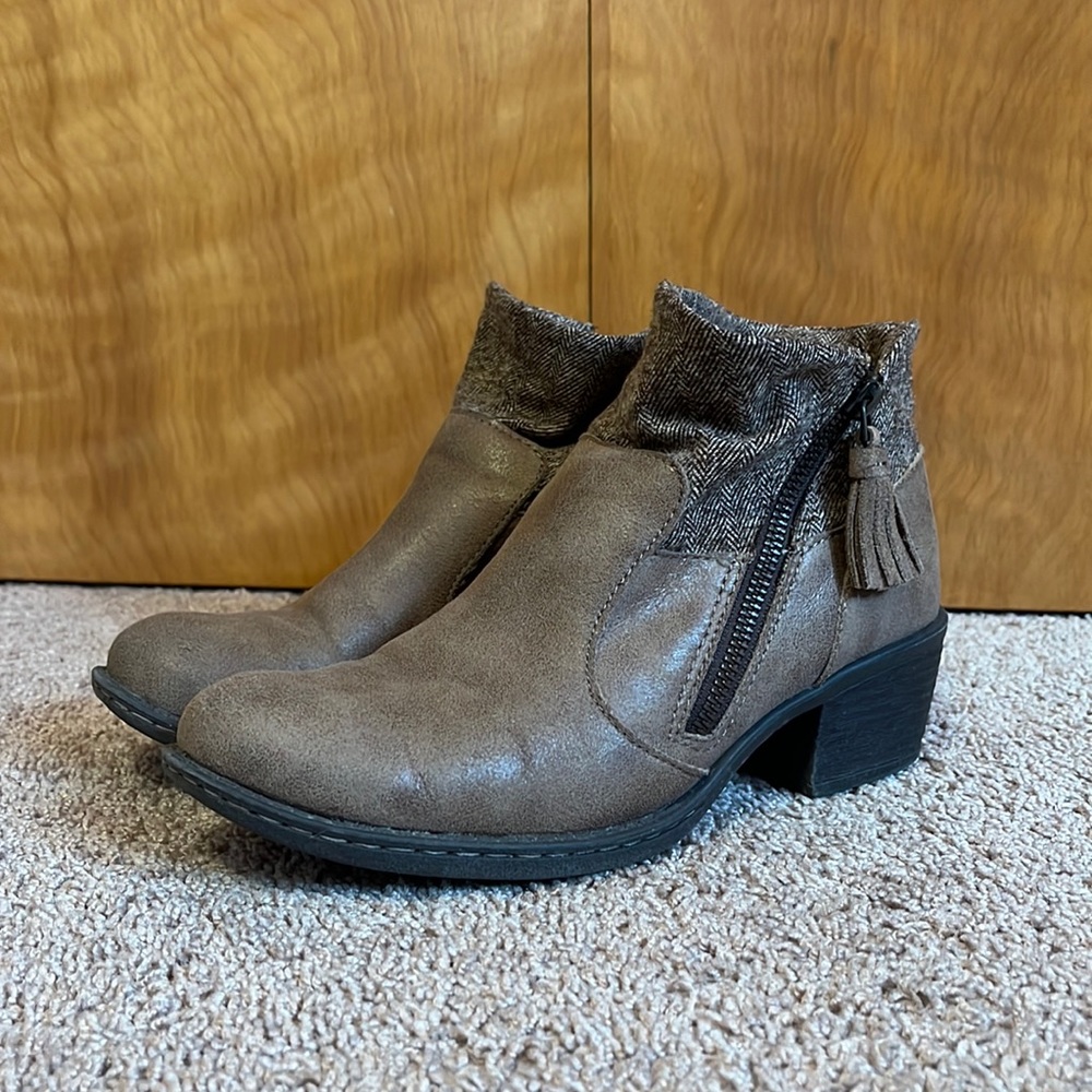 Brown BOC booties, size 6.5, side zips